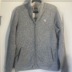Abercrombie & Fitch Gray Sherpa zip sweater jacket